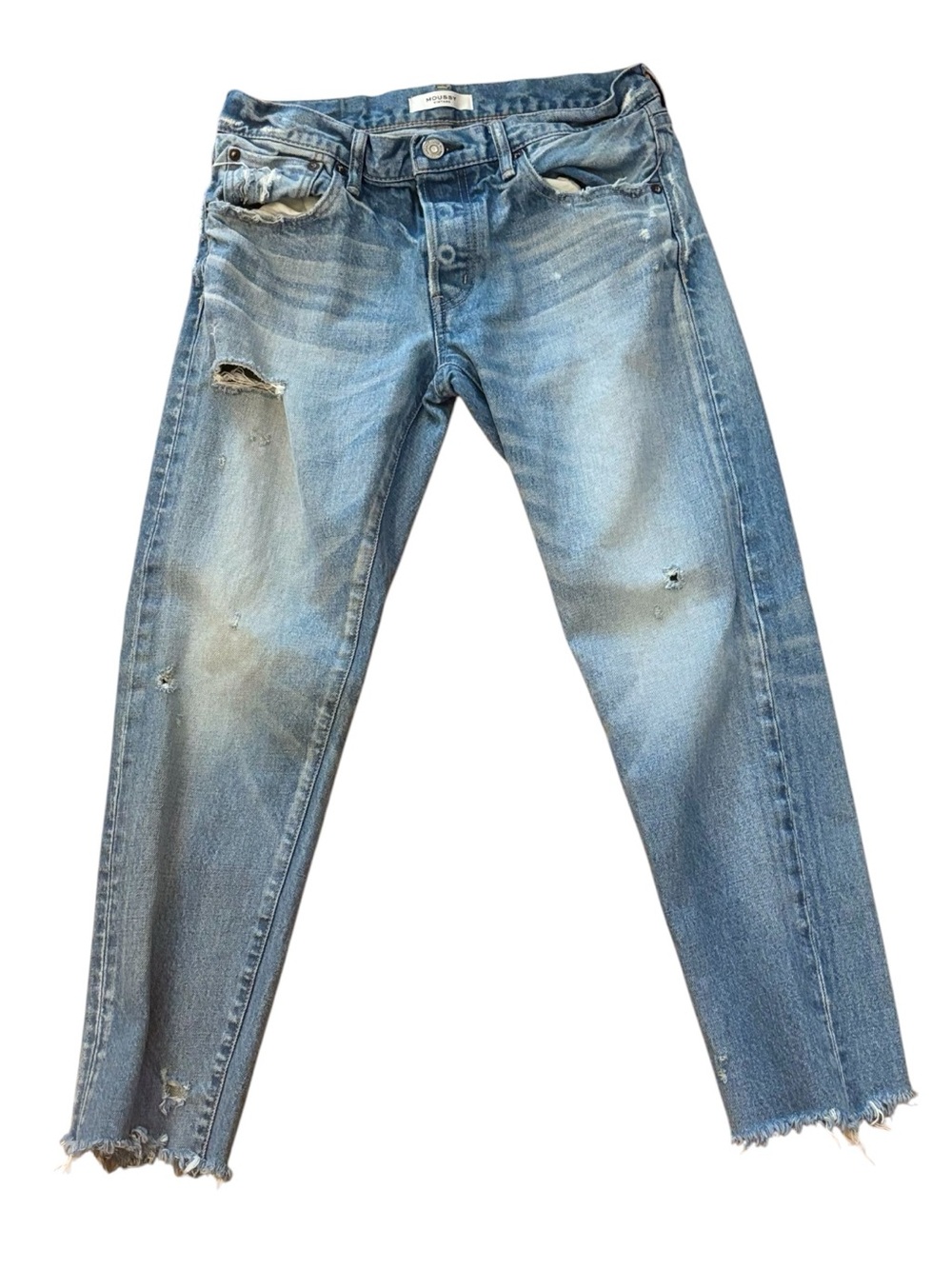 Moussy Vintage Blue Distressed Boyfriend Denim Jeans Size 28